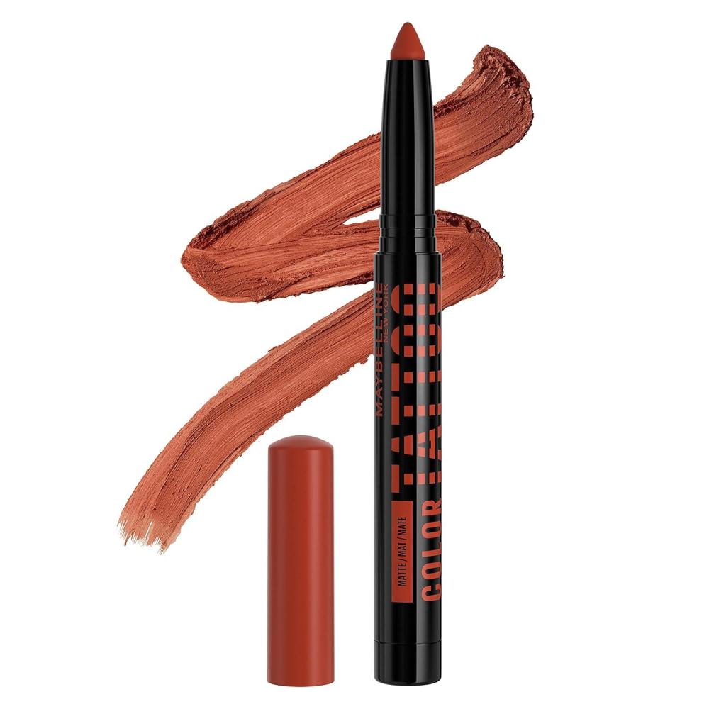 imageMAYBELLINE Color Tattoo Longwear MultiUse Eye Shadow Stix Eye Makeup I am Determined Dark Brown Matte35 I AM POWERFUL RUST MATTE
