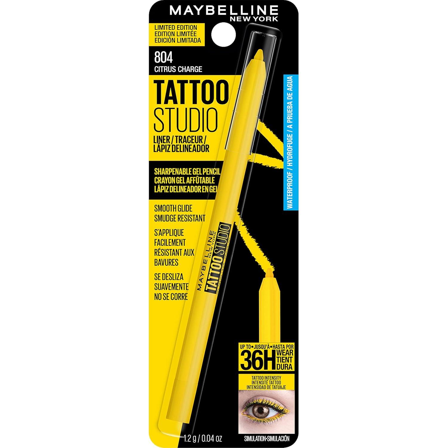 imageMAYBELLINE Tattoo Studio Sharpenable Eyeliner Pencil 36 Hour Wear Waterproof Tealtini 1 CountCitrus Charge
