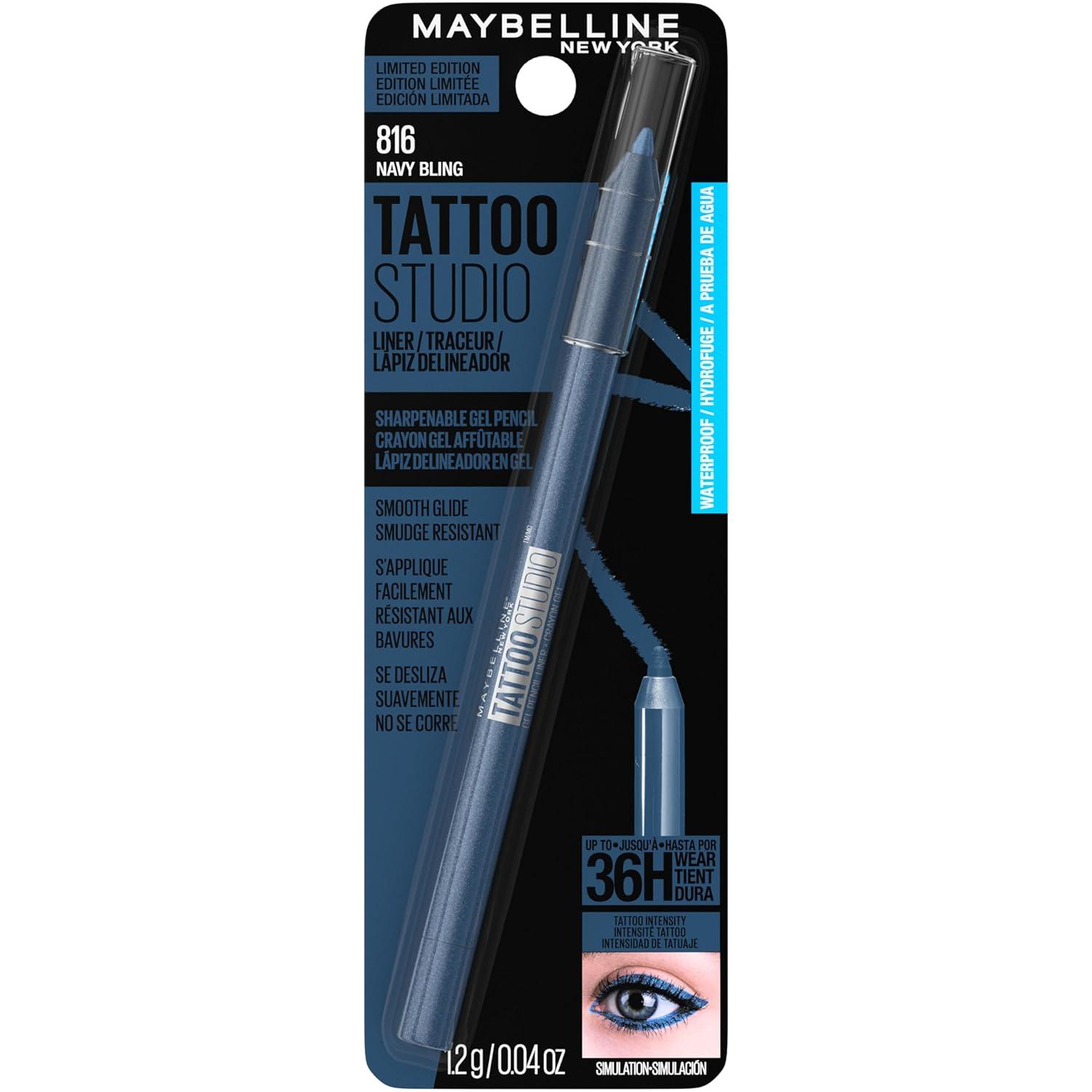 imageMAYBELLINE Tattoo Studio Sharpenable Eyeliner Pencil 36 Hour Wear Waterproof Tealtini 1 CountNavy Bling