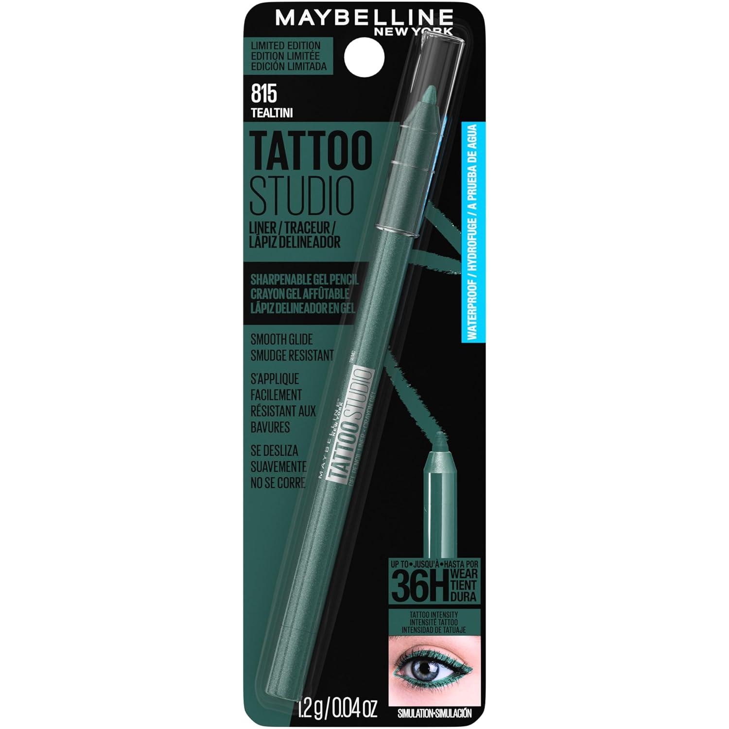 imageMAYBELLINE Tattoo Studio Sharpenable Eyeliner Pencil 36 Hour Wear Waterproof Tealtini 1 CountTealtini