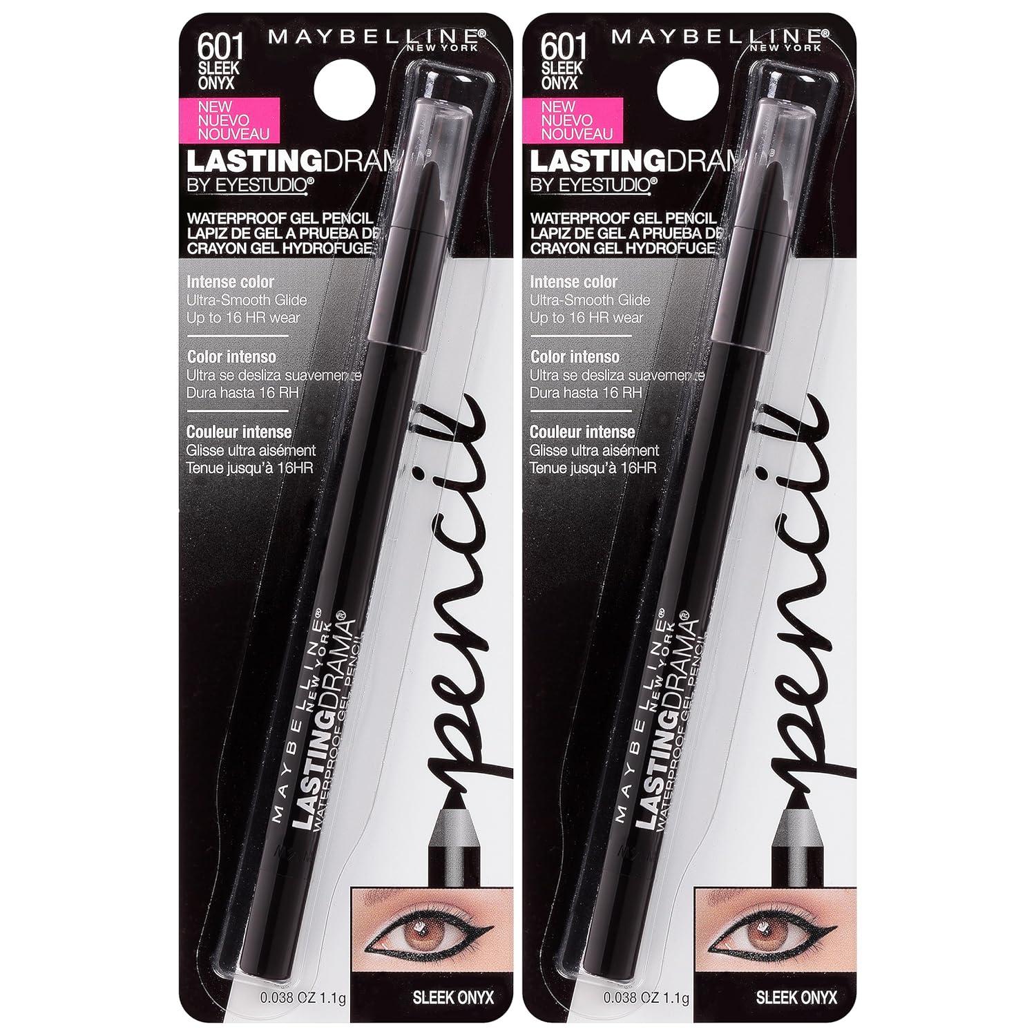 imageMaybelline Eyestudio Lasting Drama Waterproof Matte Gel Pencil Black Eyeliner Makeup Jet Black 2 CountSLEEK ONYX