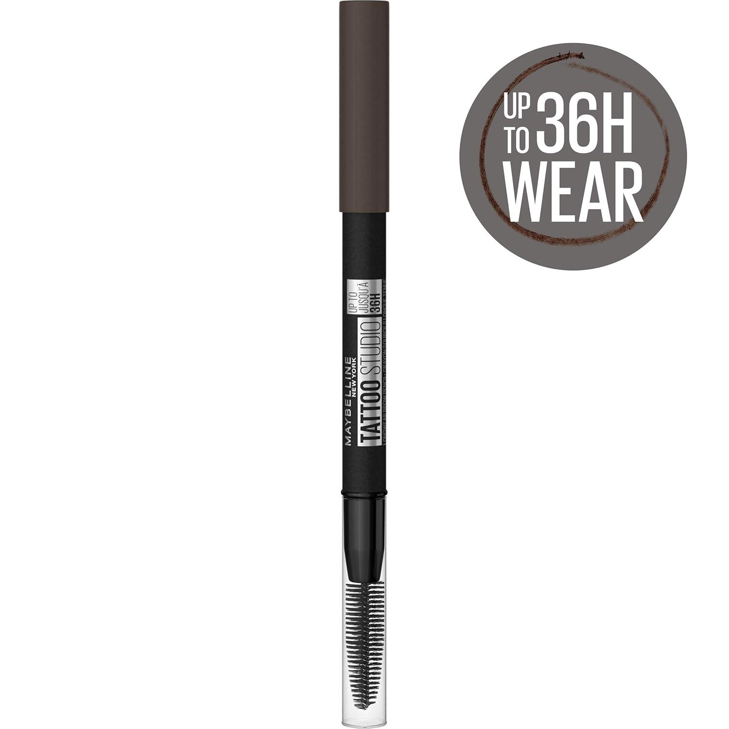 imageMaybelline TattooStudio Waterproof Eyebrow Pencil Sharpenable Longwear Long Lasting Pigmented Eyebrow Pencil for Defined Brows Black Brown 1 Count262 BLACK BROWN