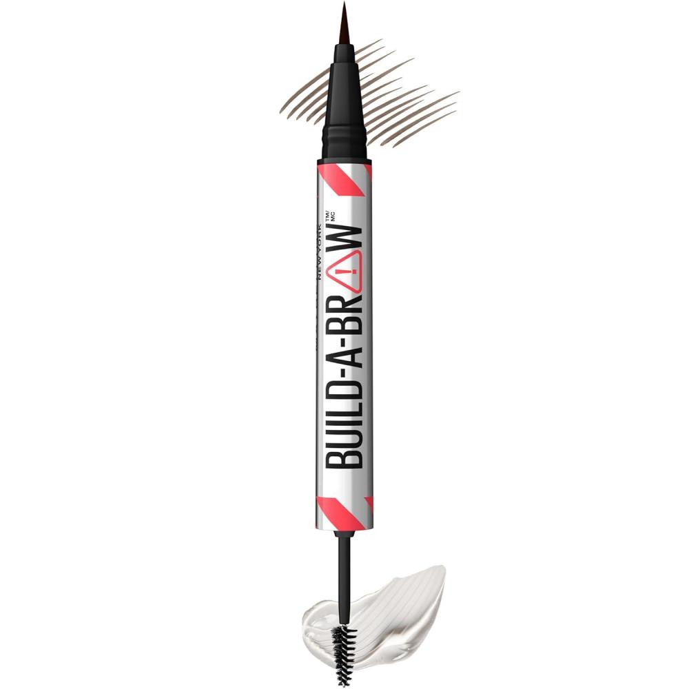 imageMaybelline BuildABrow 2in1 Brow Pen and Sealing Eyebrow Gel Eyebrow Makeup for RealLooking Fuller Brows Medium Brown 1 Count259 ASH BROWN