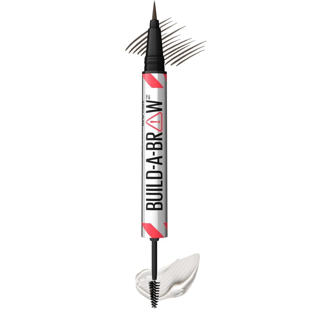 imageMaybelline BuildABrow 2in1 Brow Pen and Sealing Eyebrow Gel Eyebrow Makeup for RealLooking Fuller Brows Medium Brown 1 Count262 BLACK BROWN