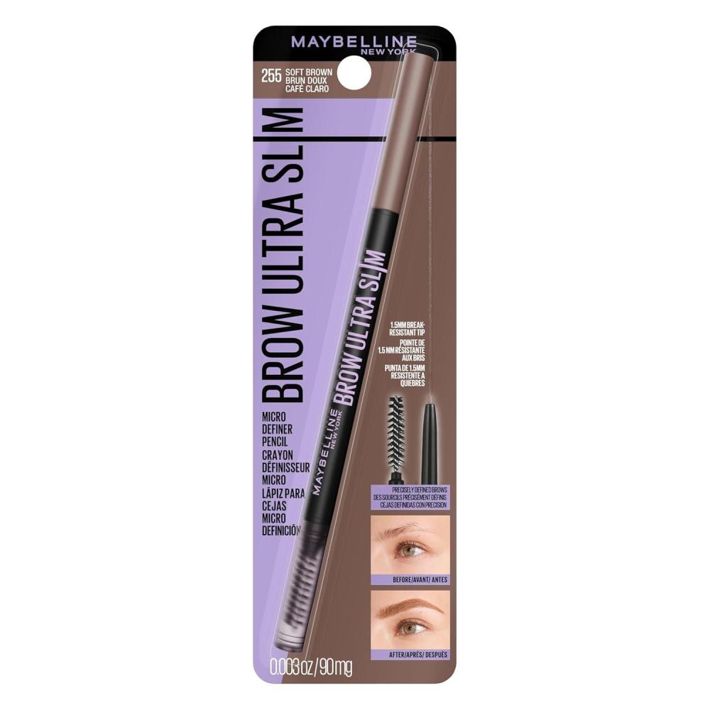 imageMaybelline Express Brow Ultra Slim Eyebrow Makeup Brow Pencil with Precision Tip and Spoolie for Defined Eyebrows Black 1 Count255 SOFT BROWN