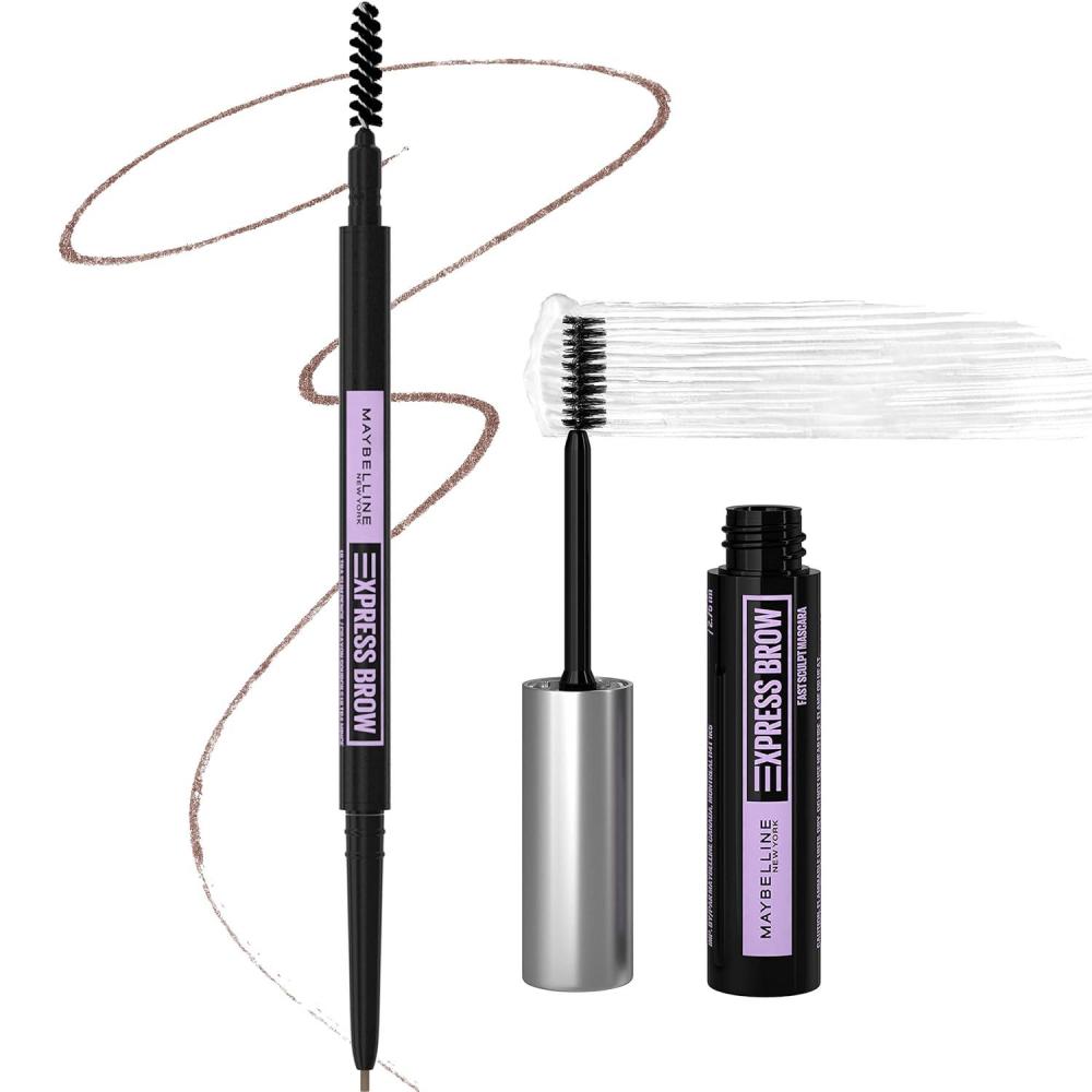 imageMaybelline Express Brow Ultra Slim Eyebrow Makeup Brow Pencil with Precision Tip and Spoolie for Defined Eyebrows Black 1 CountSOFT BROWN CLEAR FAST SCULPT BUNDLE