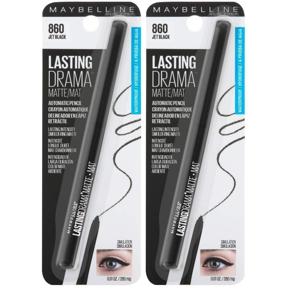 imageMaybelline Eyestudio Lasting Drama Waterproof Matte Gel Pencil Black Eyeliner Makeup Jet Black 2 CountJET BLACK