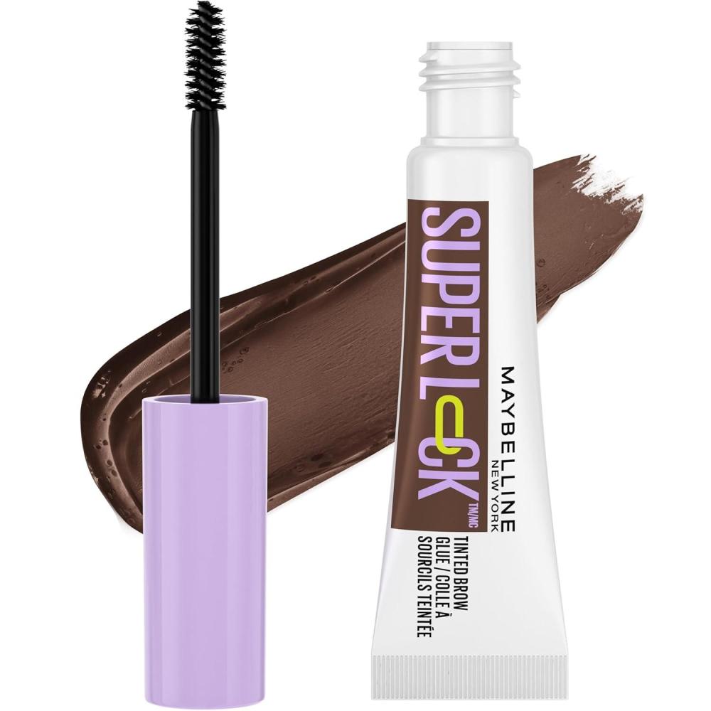 imageMaybelline Super Lock Brow Glue Eyebrow Gel Lightweight Brow Gel For Up To 24HR Hold Clear 1 Count260 Deep Brown