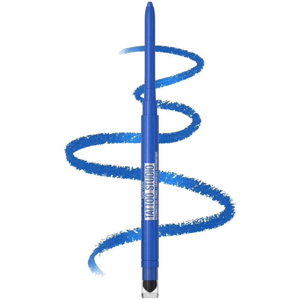 imageMaybelline Tattoo Studio Automatic Gel Pencil Waterproof Eyeliner Blendable Smudge Resistant Matte Eyeliner For Up To 36HR Wear Pitch Black Smokey Black Packaging May VarySleepless Sapphire