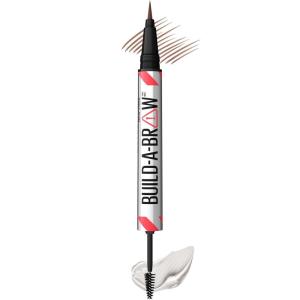 Maybelline Build-A-Brow 2-in-1 Brow Pen and Sealing Eyebrow Gel, Eyebrow Makeup for Real-Looking, Fuller Brows, Medium Brown, 1 Count(257 MEDIUM BROWN)