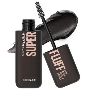 Maybelline Superfluff Volumizing Brow Mousse, All Day Tinted Brow Gel For Soft Full Brows, Deep Brown, 1 Count(BLACK)