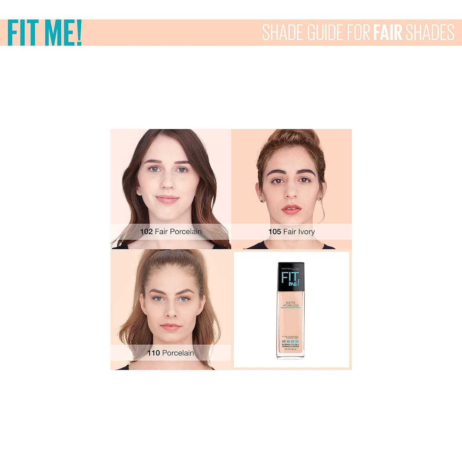 imageMaybelline Fit Me Matte Poreless Liquid OilFree Foundation Makeup Ivory 1 Count Packaging May Vary110 PORCELAIN
