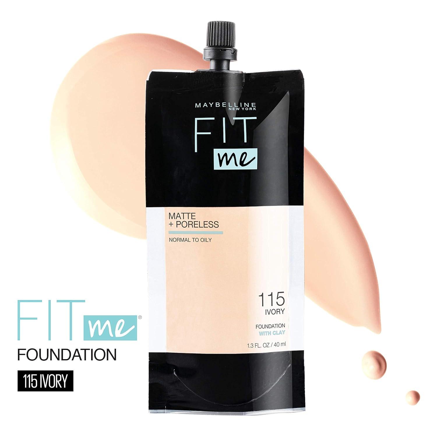 imageMaybelline Fit Me Matte Poreless Liquid OilFree Foundation Makeup Ivory 1 Count Packaging May Vary115 IVORY