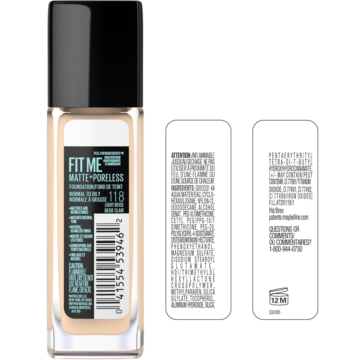 imageMaybelline Fit Me Matte Poreless Liquid OilFree Foundation Makeup Ivory 1 Count Packaging May Vary222 TRUE BEIGE