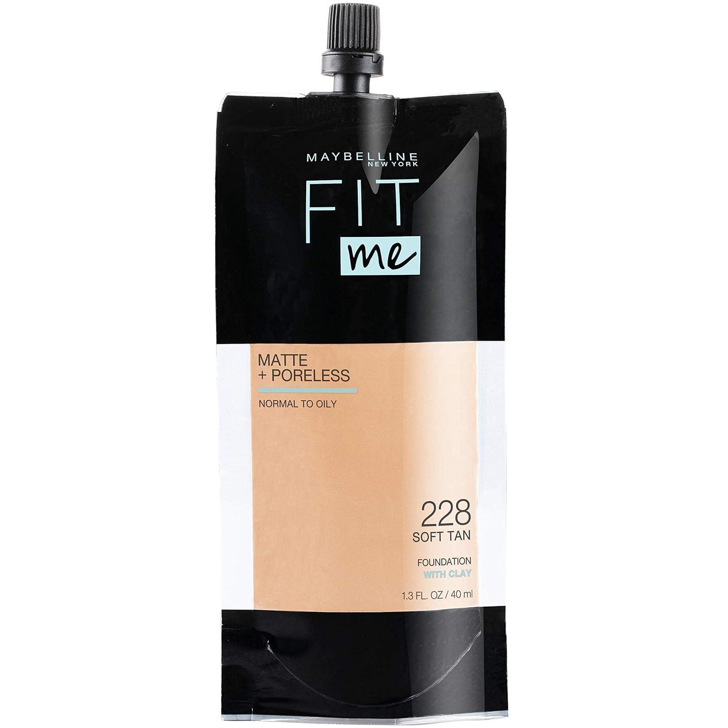 imageMaybelline Fit Me Matte Poreless Liquid OilFree Foundation Makeup Ivory 1 Count Packaging May Vary228 SOFT TAN