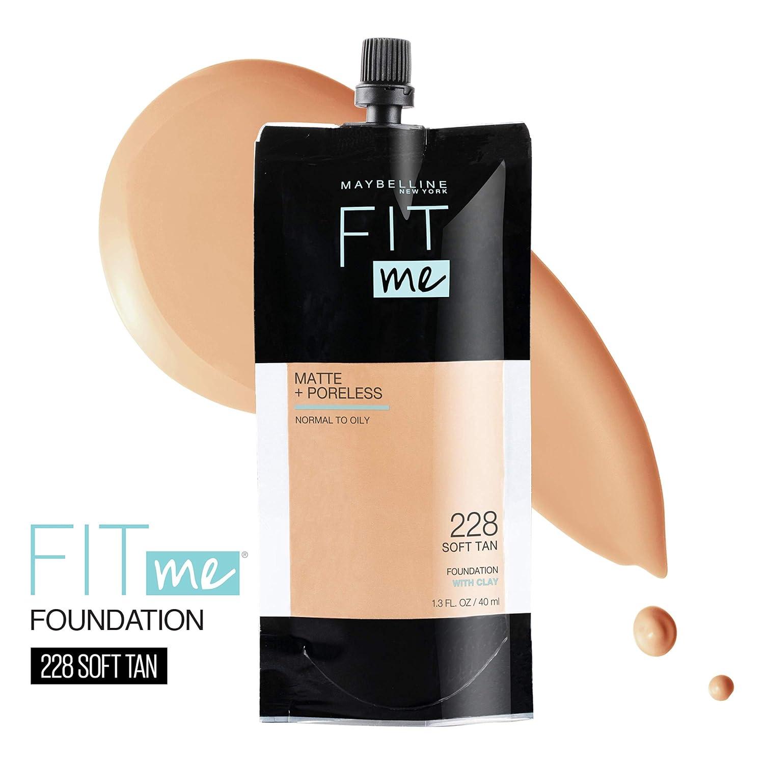 imageMaybelline Fit Me Matte Poreless Liquid OilFree Foundation Makeup Ivory 1 Count Packaging May Vary228 SOFT TAN