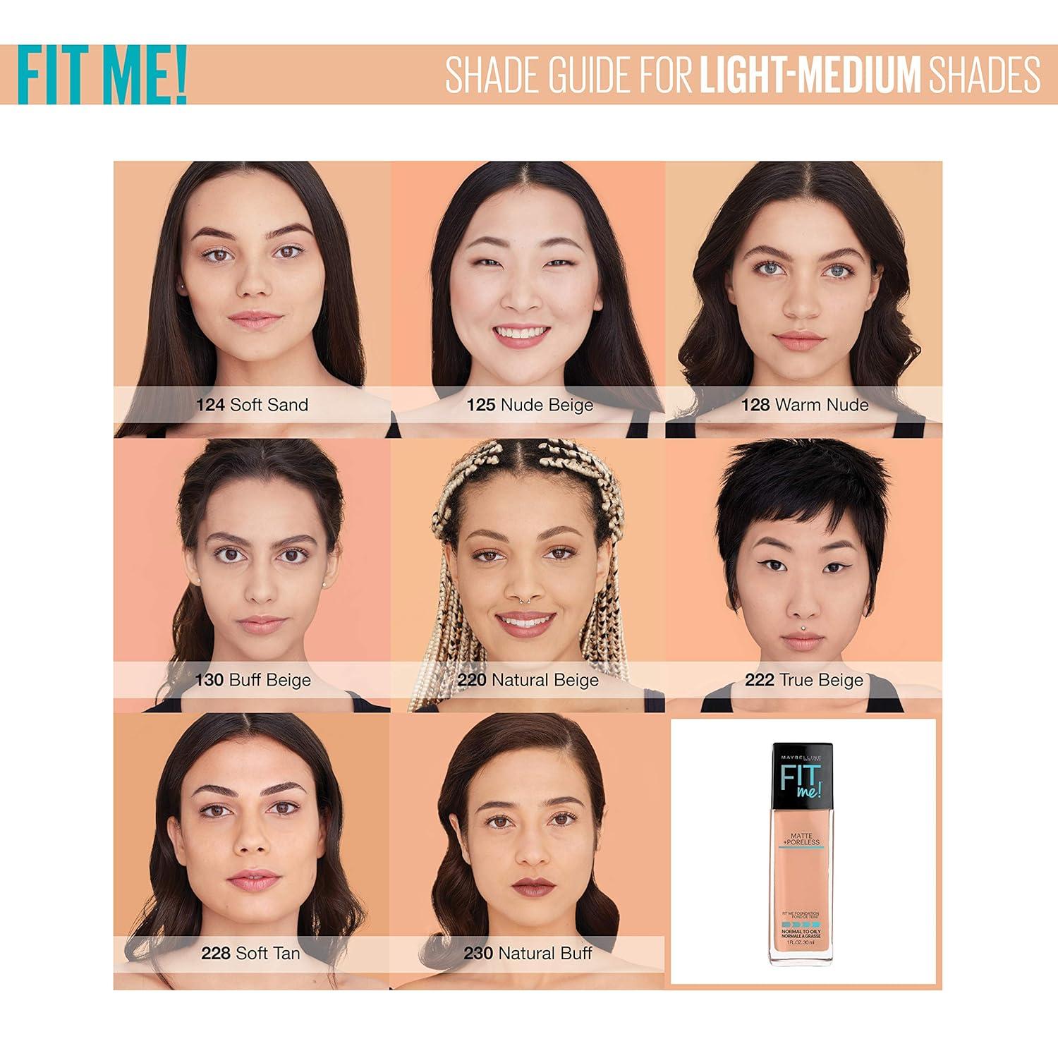 imageMaybelline Fit Me Matte Poreless Liquid OilFree Foundation Makeup Ivory 1 Count Packaging May Vary230 NATURAL BUFF