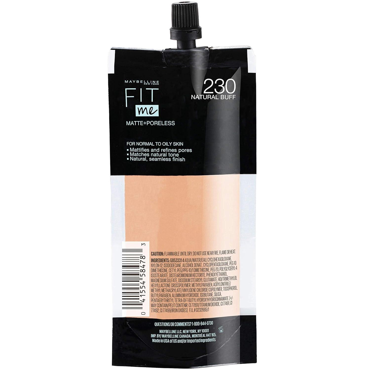 imageMaybelline Fit Me Matte Poreless Liquid OilFree Foundation Makeup Ivory 1 Count Packaging May Vary230 NATURAL BUFF