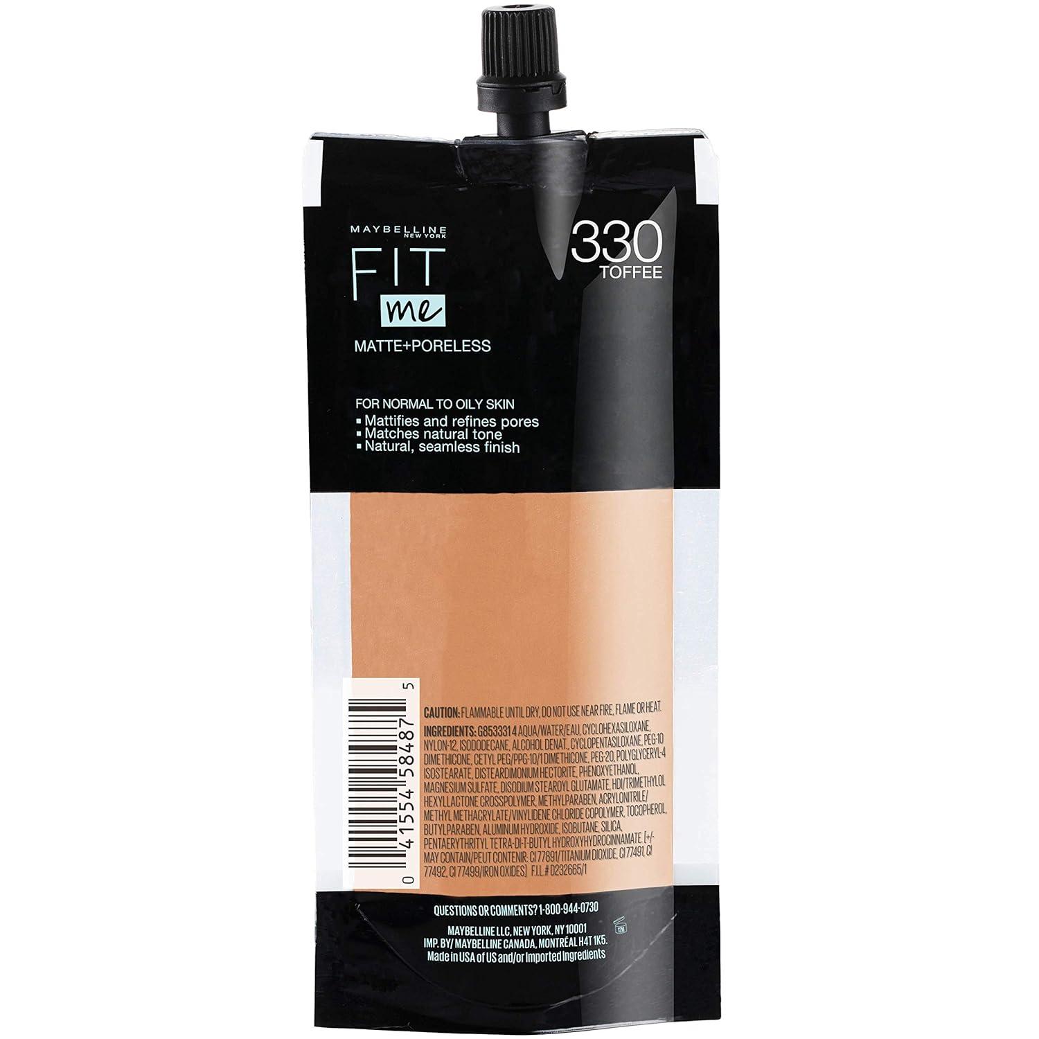 imageMaybelline Fit Me Matte Poreless Liquid OilFree Foundation Makeup Ivory 1 Count Packaging May Vary330 TOFFEE