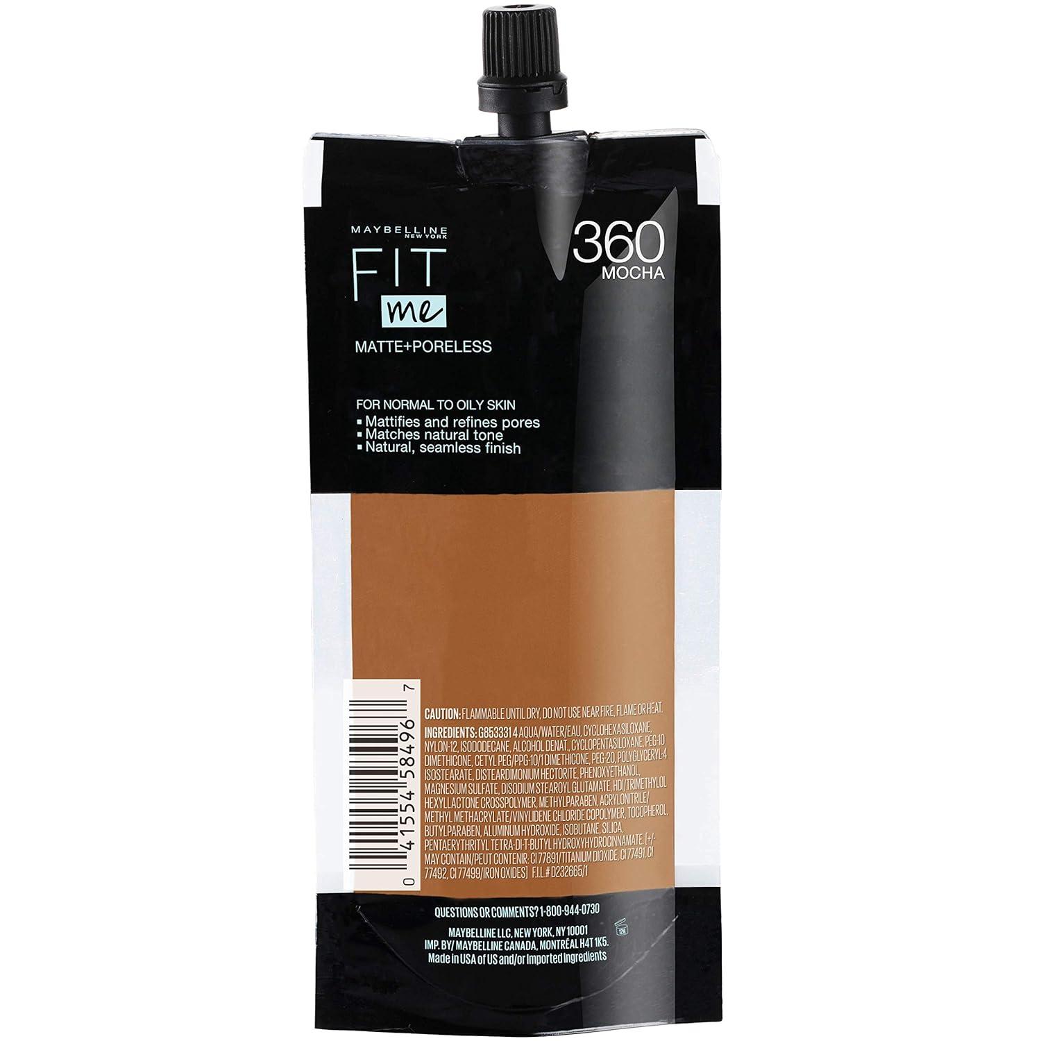 imageMaybelline Fit Me Matte Poreless Liquid OilFree Foundation Makeup Ivory 1 Count Packaging May Vary360 MOCHA