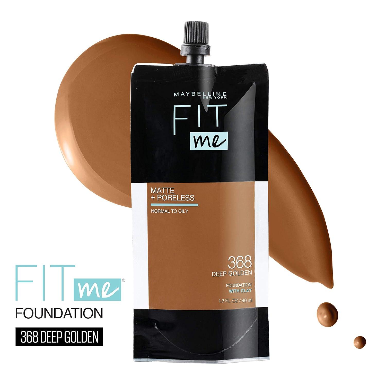 imageMaybelline Fit Me Matte Poreless Liquid OilFree Foundation Makeup Ivory 1 Count Packaging May Vary368 DEEP GOLDEN