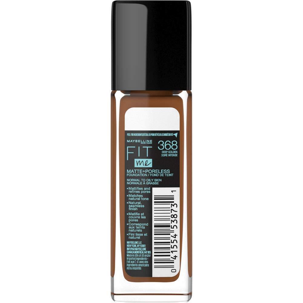 imageMaybelline Fit Me Matte Poreless Liquid OilFree Foundation Makeup Ivory 1 Count Packaging May Vary368 DEEP GOLDEN