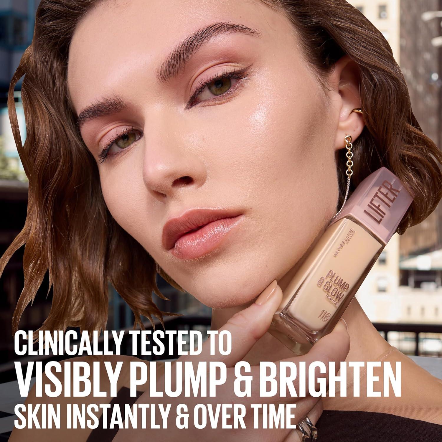 imageMaybelline Lifter Plump amp Glow Foundation Liquid Foundation with 2 Niacinamide Hyaluronic Acid Plumping and Brightening Face Makeup 118 1 Count110 WARM