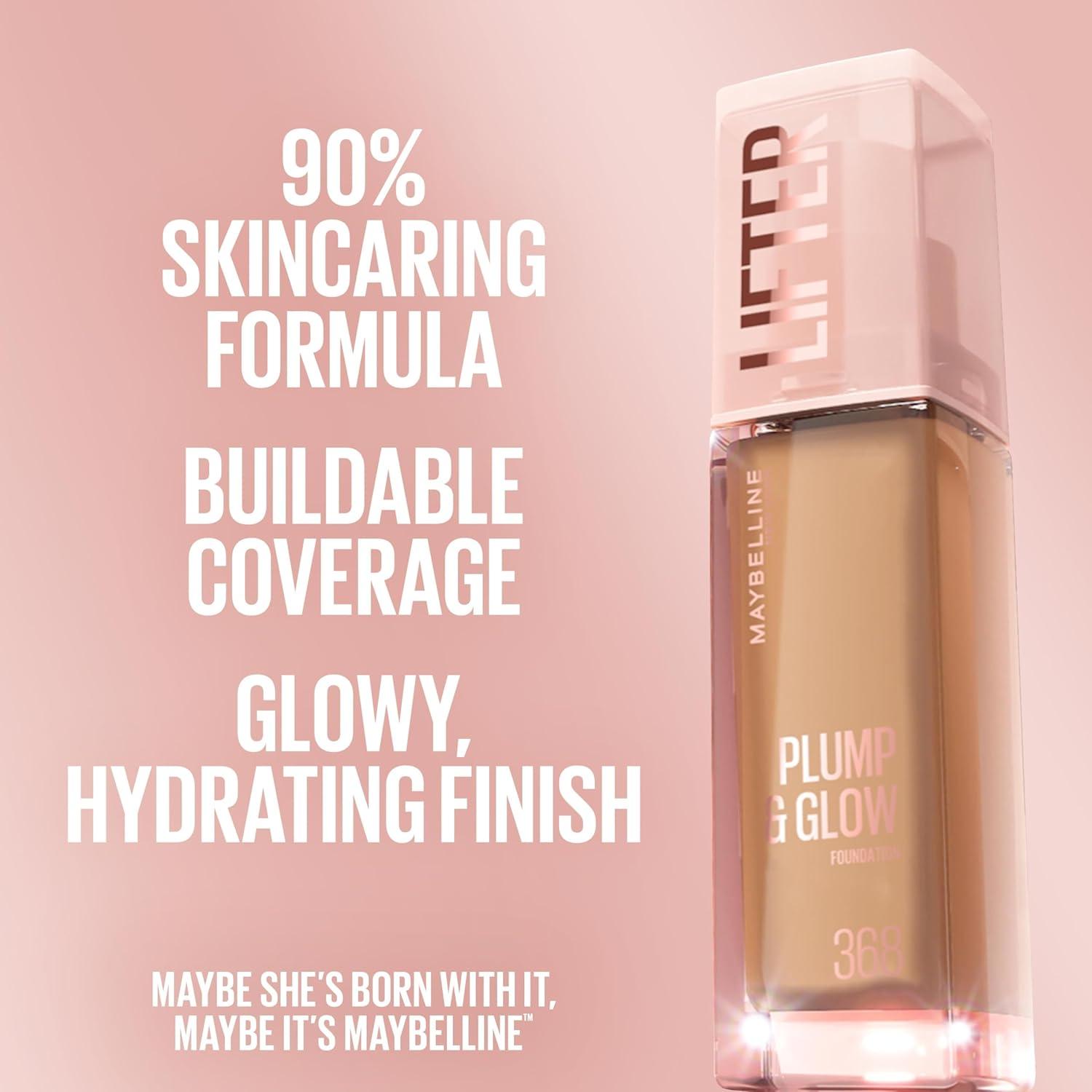 imageMaybelline Lifter Plump amp Glow Foundation Liquid Foundation with 2 Niacinamide Hyaluronic Acid Plumping and Brightening Face Makeup 118 1 Count359 NEUTRAL