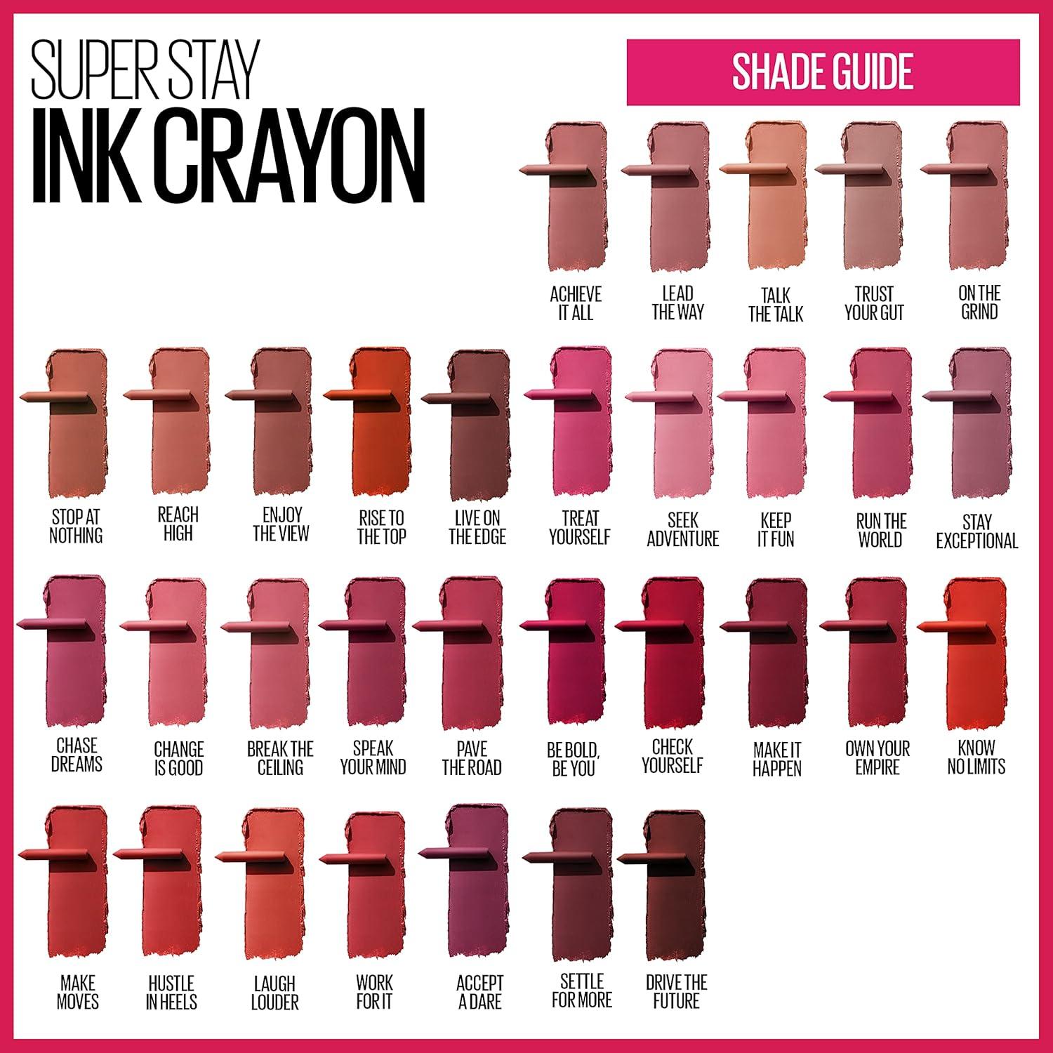 imageMaybelline Super Stay Ink Crayon Lipstick Makeup Precision Tip Matte Lip Crayon with Builtin Sharpener Longwear Up To 8Hrs Own Your Empire Blue Red 1 Count145 BREAK THE CEILING
