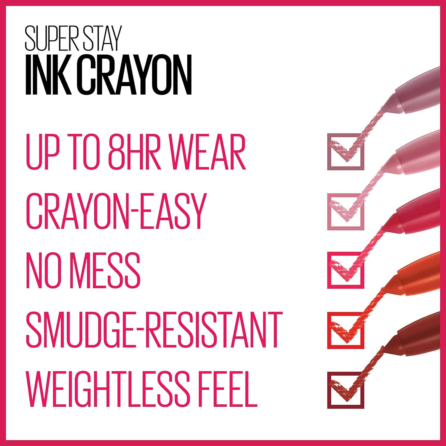 imageMaybelline Super Stay Ink Crayon Lipstick Makeup Precision Tip Matte Lip Crayon with Builtin Sharpener Longwear Up To 8Hrs Own Your Empire Blue Red 1 Countkeep it fun