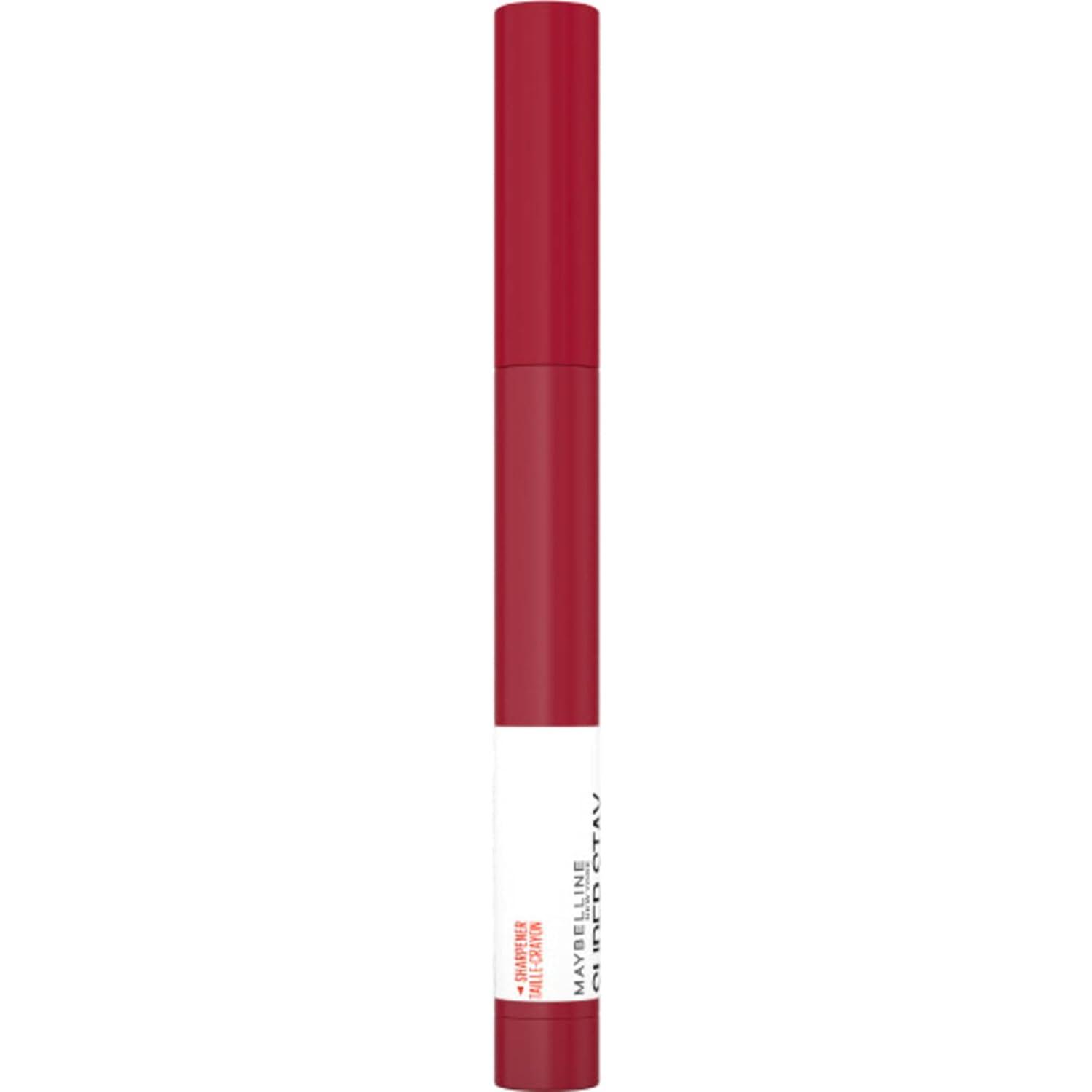imageMaybelline Super Stay Ink Crayon Lipstick Makeup Precision Tip Matte Lip Crayon with Builtin Sharpener Longwear Up To 8Hrs Own Your Empire Blue Red 1 Count125 CHECK YOURSELF