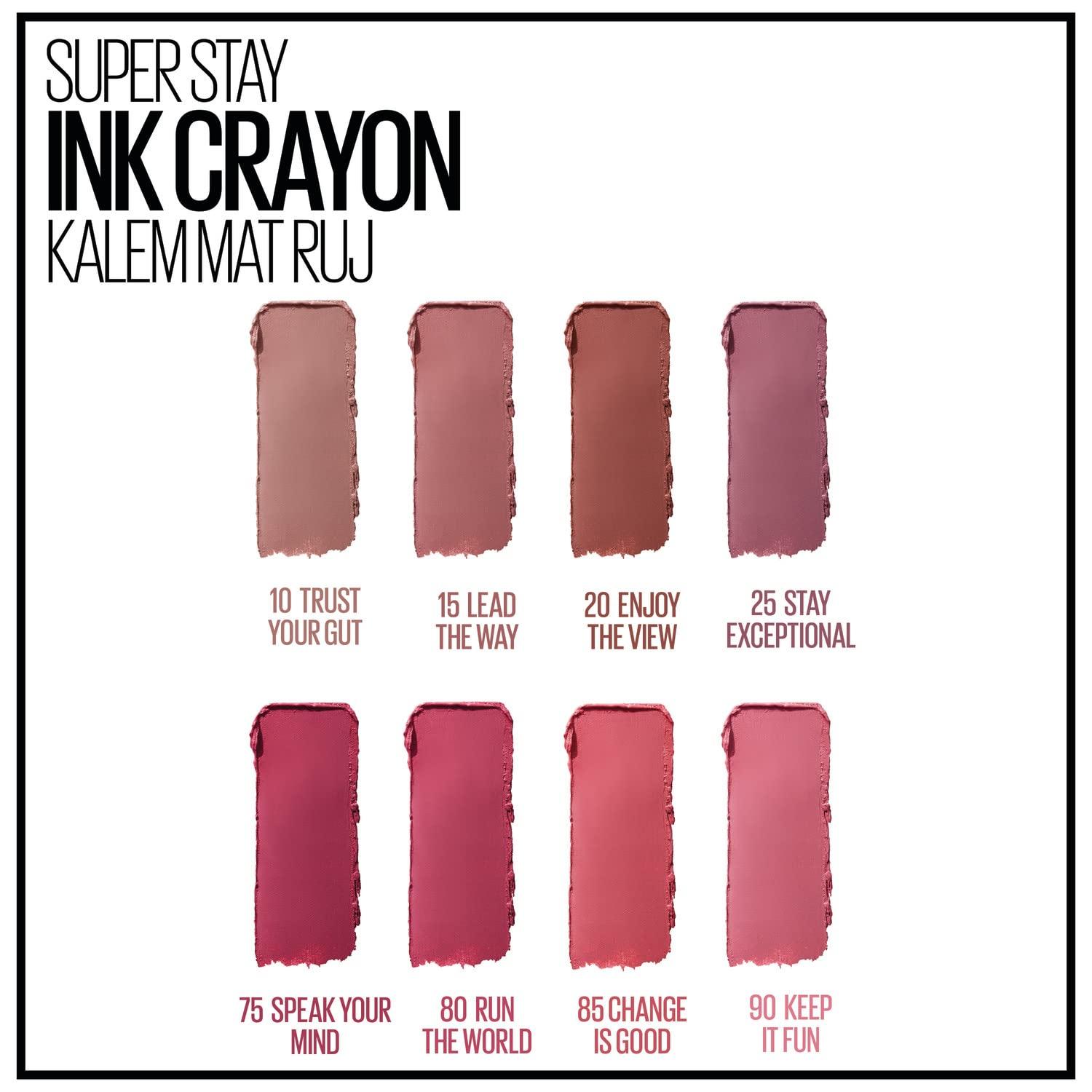imageMaybelline Super Stay Ink Crayon Lipstick Makeup Precision Tip Matte Lip Crayon with Builtin Sharpener Longwear Up To 8Hrs Own Your Empire Blue Red 1 CountPink