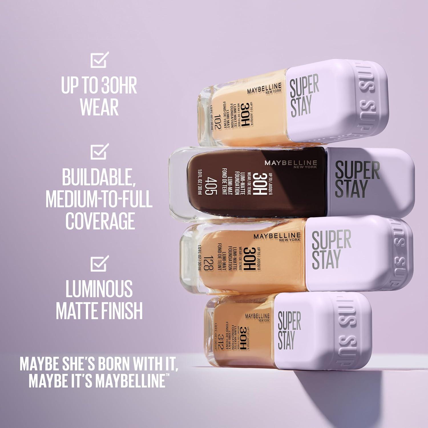 imageMaybelline Super Stay LumiMatte Foundation Lightweight and Buildable Full Coverage Foundation Makeup For Up To 30HR Wear 125 1 Count355 Neutral Cool
