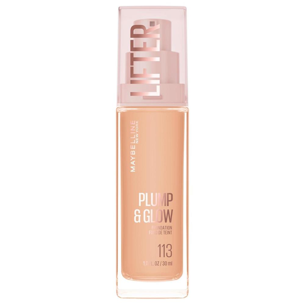 imageMaybelline Lifter Plump amp Glow Foundation Liquid Foundation with 2 Niacinamide Hyaluronic Acid Plumping and Brightening Face Makeup 118 1 Count113 NEUTRAL