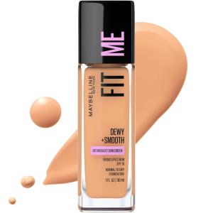 Maybelline Fit Me Dewy + Smooth Liquid Foundation Makeup, Fair Porcelain, 1 Count (Packaging May Vary)(310 SUN BEIGE)