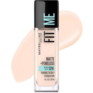 Maybelline Fit Me Matte + Poreless Liquid Oil-Free Foundation Makeup, Ivory, 1 Count (Packaging May Vary)(102 FAIR PORCELAIN)