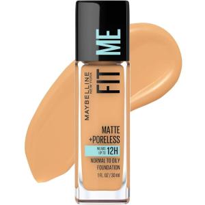 Maybelline Fit Me Matte + Poreless Liquid Oil-Free Foundation Makeup, Ivory, 1 Count (Packaging May Vary)(312 GOLDEN)