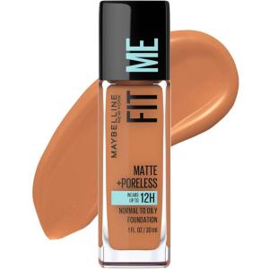 Maybelline Fit Me Matte + Poreless Liquid Oil-Free Foundation Makeup, Ivory, 1 Count (Packaging May Vary)(338 SPICY BROWN)