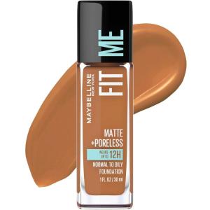 Maybelline Fit Me Matte + Poreless Liquid Oil-Free Foundation Makeup, Ivory, 1 Count (Packaging May Vary)(356 WARM COCONUT)