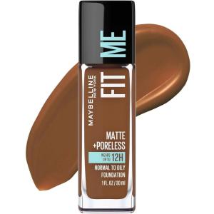 Maybelline Fit Me Matte + Poreless Liquid Oil-Free Foundation Makeup, Ivory, 1 Count (Packaging May Vary)(370 DEEP BRONZE)