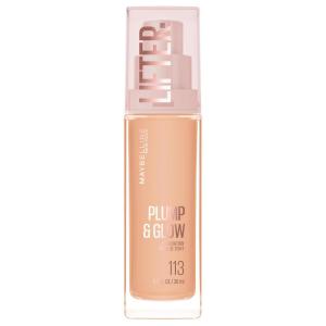 Maybelline Lifter Plump & Glow Foundation, Liquid Foundation with 2% Niacinamide + Hyaluronic Acid, Plumping and Brightening Face Makeup, 118, 1 Count(113 NEUTRAL)