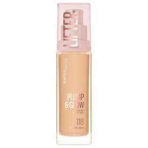 Maybelline Lifter Plump & Glow Foundation, Liquid Foundation with 2% Niacinamide + Hyaluronic Acid, Plumping and Brightening Face Makeup, 118, 1 Count(118 WARM)