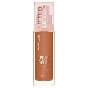 Maybelline Lifter Plump & Glow Foundation, Liquid Foundation with 2% Niacinamide + Hyaluronic Acid, Plumping and Brightening Face Makeup, 118, 1 Count(340 WARM)