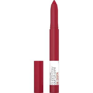 Maybelline Super Stay Ink Crayon Lipstick Makeup, Precision Tip Matte Lip Crayon with Built-in Sharpener, Longwear Up To 8Hrs, Own Your Empire, Blue Red, 1 Count(125 CHECK YOURSELF)
