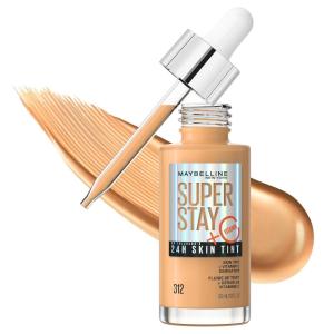 Maybelline Super Stay Up to 24HR Skin Tint, Radiant Light-to-Medium Coverage Foundation, Makeup Infused With Vitamin C, 310, 1 Count(312)
