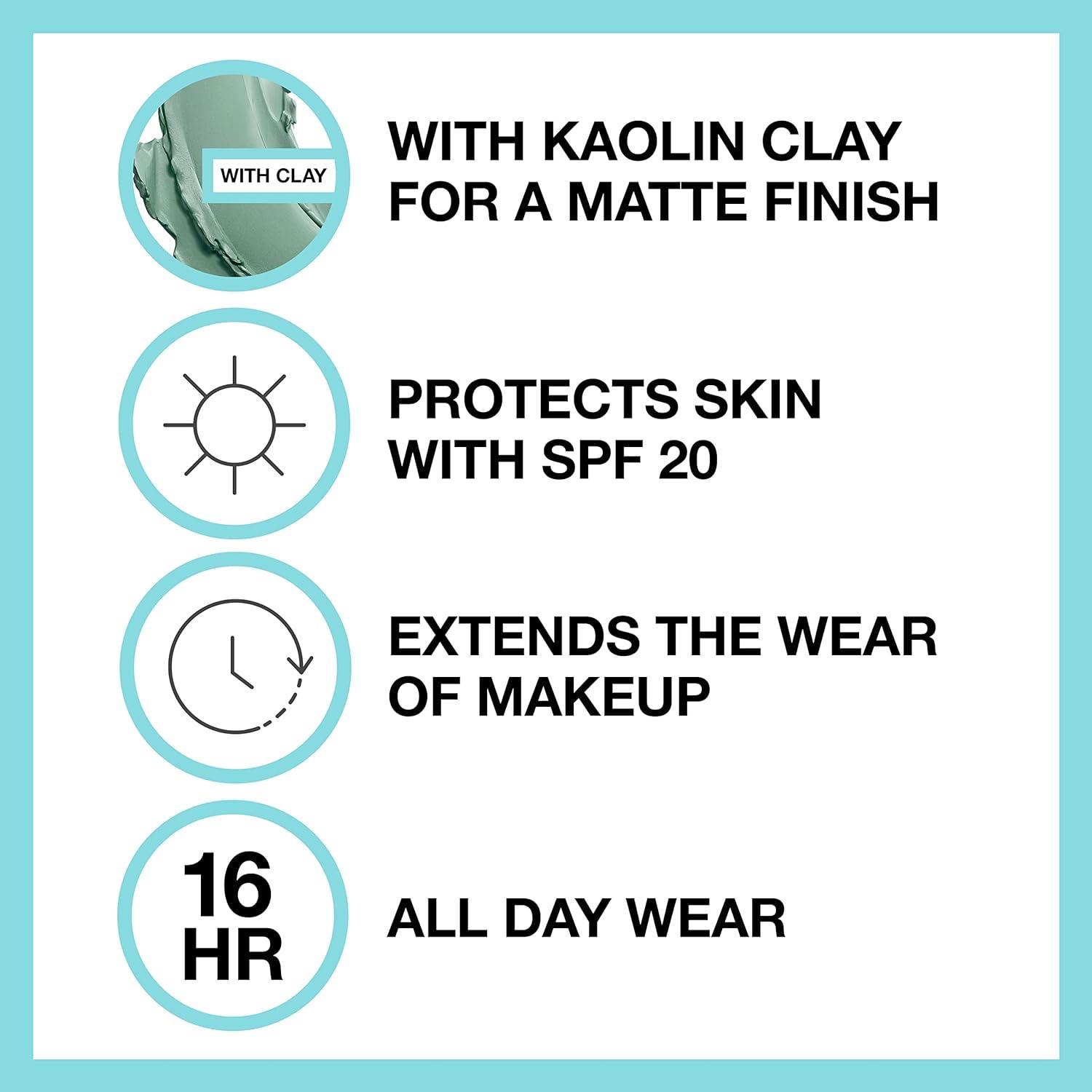 imageMaybelline Fit Me Matte Poreless Mattifying Face Primer Makeup With Sunscreen Broad Spectrum SPF 20 16HR Wear Shine Control Clear 1 CountPrimer Java Foundation Bundle