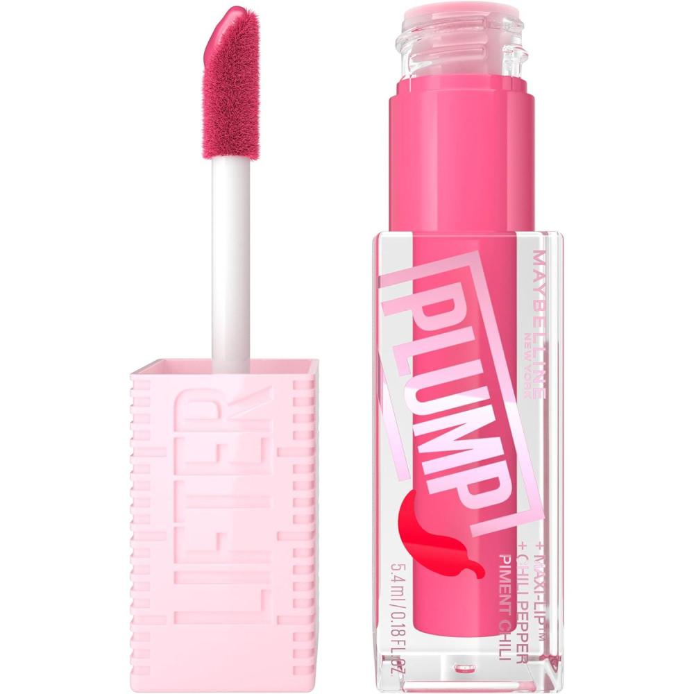 imageMAYBELLINE Lifter Gloss Lifter Plump Plumping Lip Gloss with Chili Pepper and 5 MaxiLip Hot Honey Clear with Pink and Gold 1 Count3 PINK STING