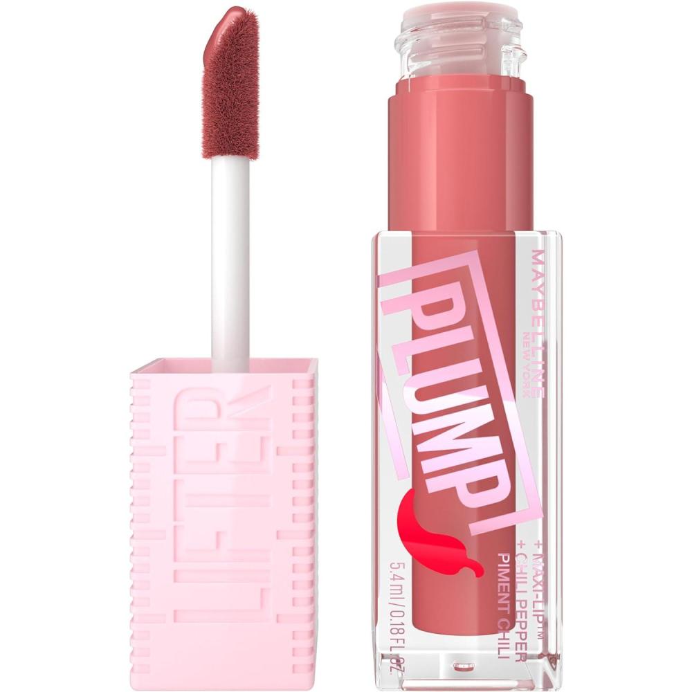 imageMAYBELLINE Lifter Gloss Lifter Plump Plumping Lip Gloss with Chili Pepper and 5 MaxiLip Hot Honey Clear with Pink and Gold 1 Count5 PEACH FEVER