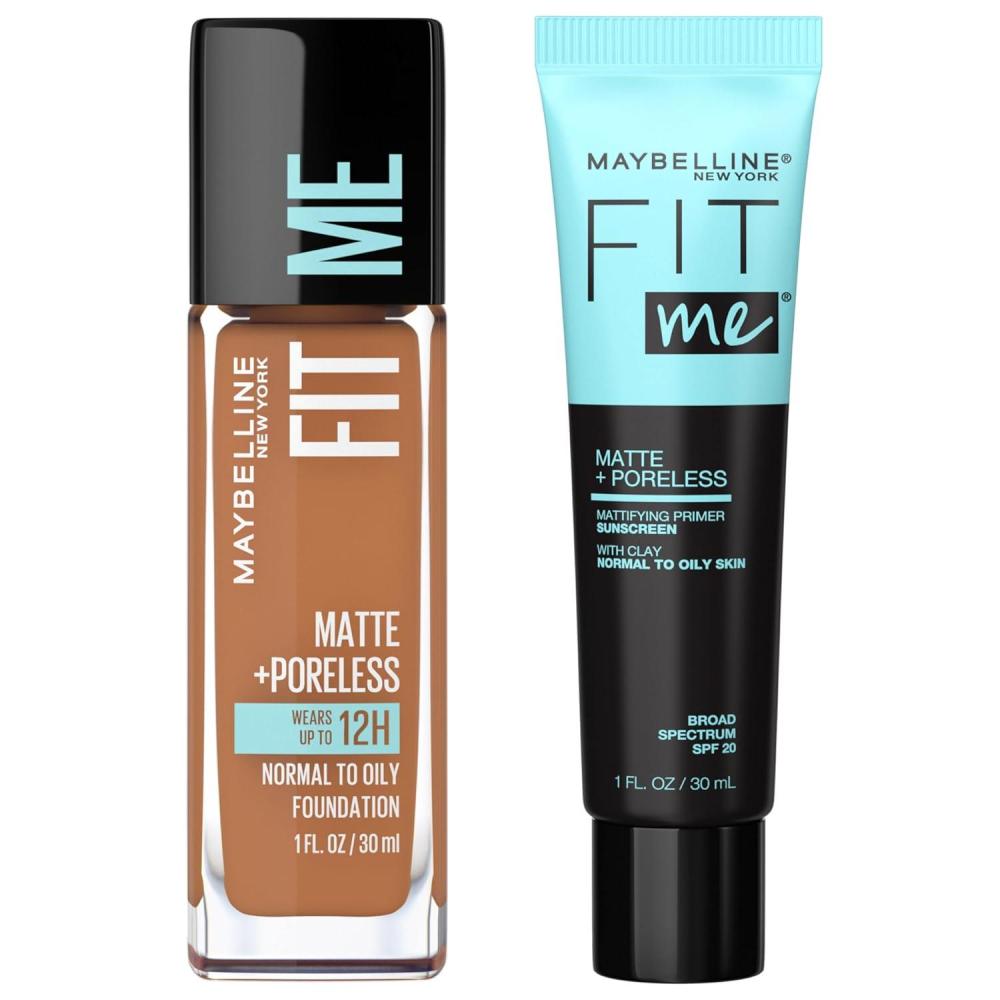 imageMaybelline Fit Me Matte  Poreless Mattifying Face Primer Makeup With Sunscreen Broad Spectrum SPF 20 16HR Wear Shine Control Clear 1 CountPrimer  Coconut Foundation Bundle