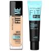 Maybelline Fit Me Matte + Poreless Mattifying Face Primer Makeup With Sunscreen, Broad Spectrum SPF 20, 16HR Wear, Shine Control, Clear, 1 Count(Primer & Classic Ivory Foundation Bundle)